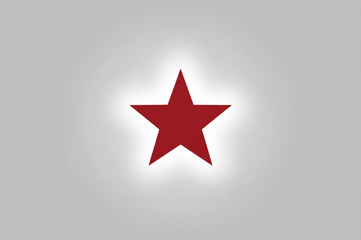 kırmızı bir yıldız etrafı beyaz