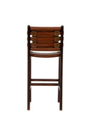 Kahverengi Deri Oturumlu Kemer Detaylı Bistro Teak Ceviz Renk Sandalye Y. 65 cm-Artika Design-NowShopFun