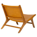 Kahverengi Deri Oturumlu Teak Lounge Sandalye
