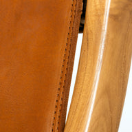Kahverengi Deri Oturumlu Teak Lounge Sandalye-Sandalye-Artika Design-NowShopFun