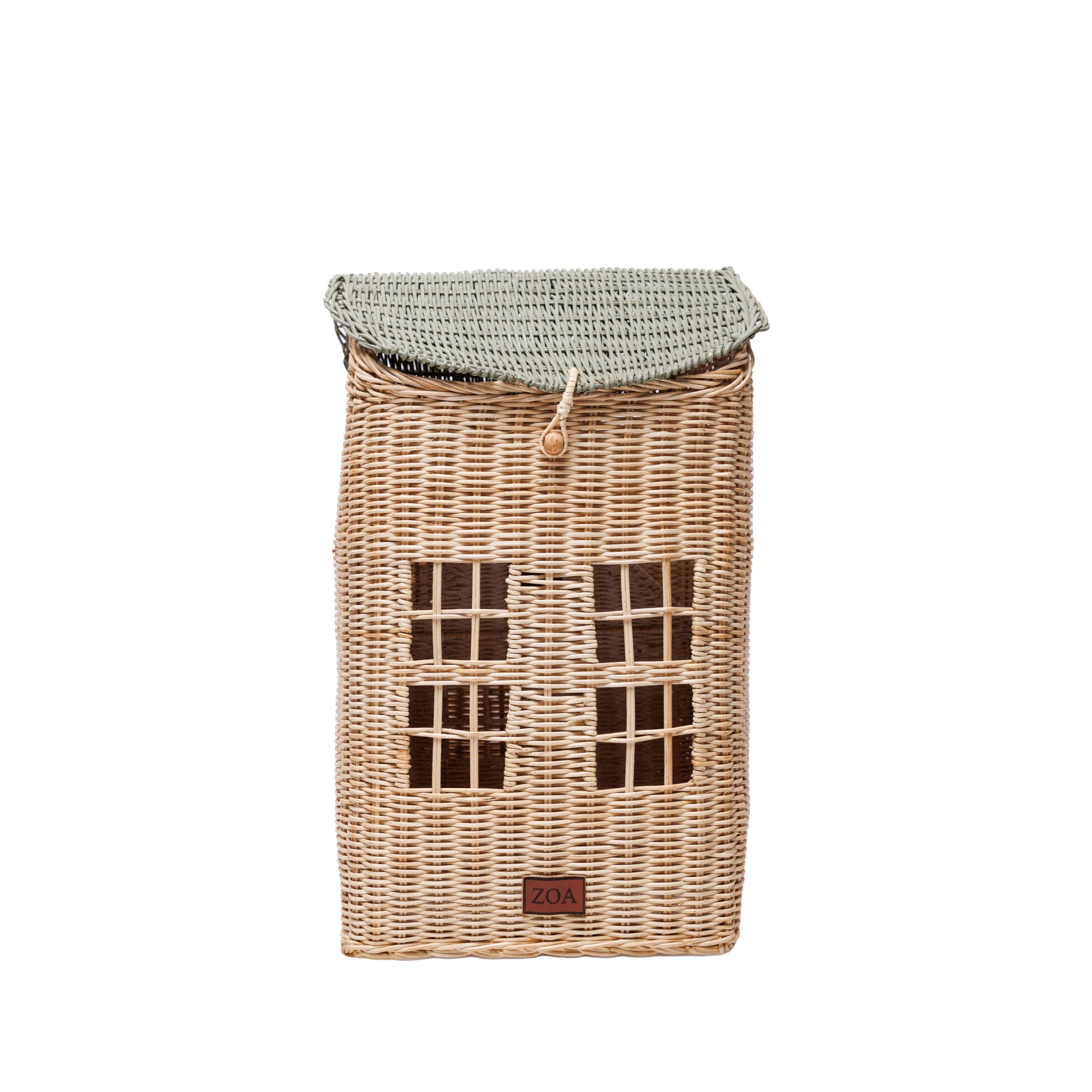 Kapaklı Ev Rattan Oyuncak Sepeti