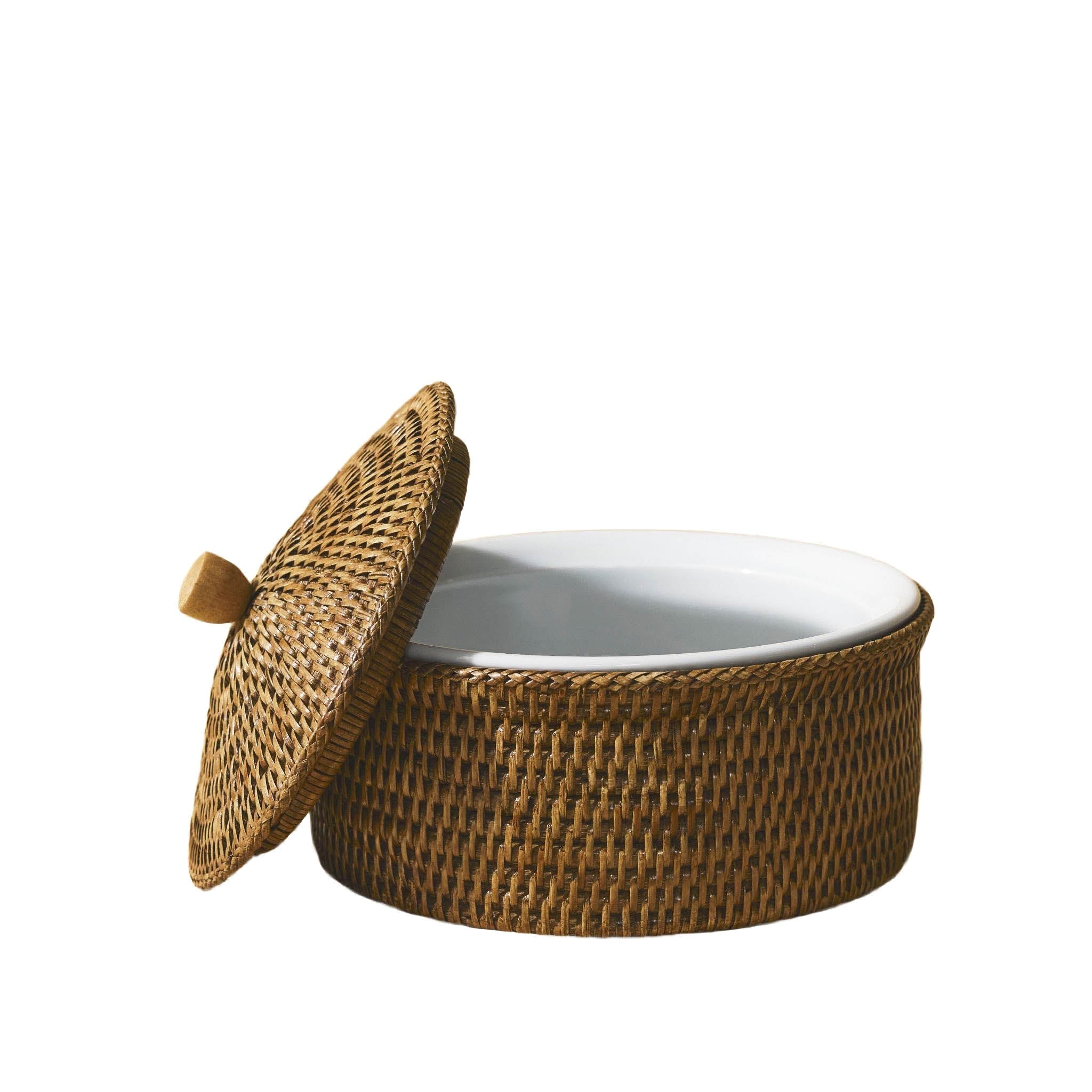 Kapaklı Yuvarlak Rattan Fırın Kabı