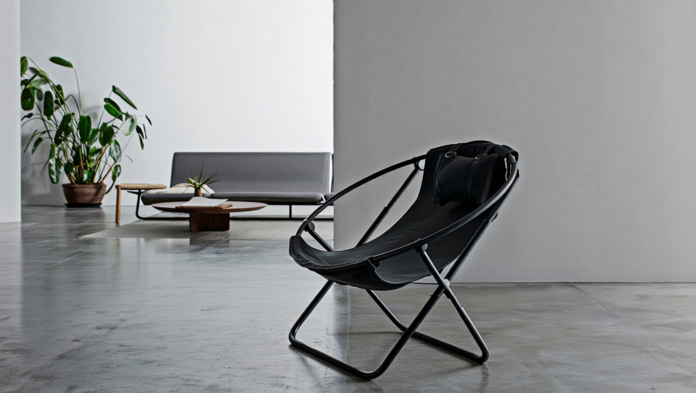 Katlanır Deri Sandalye - Siyah