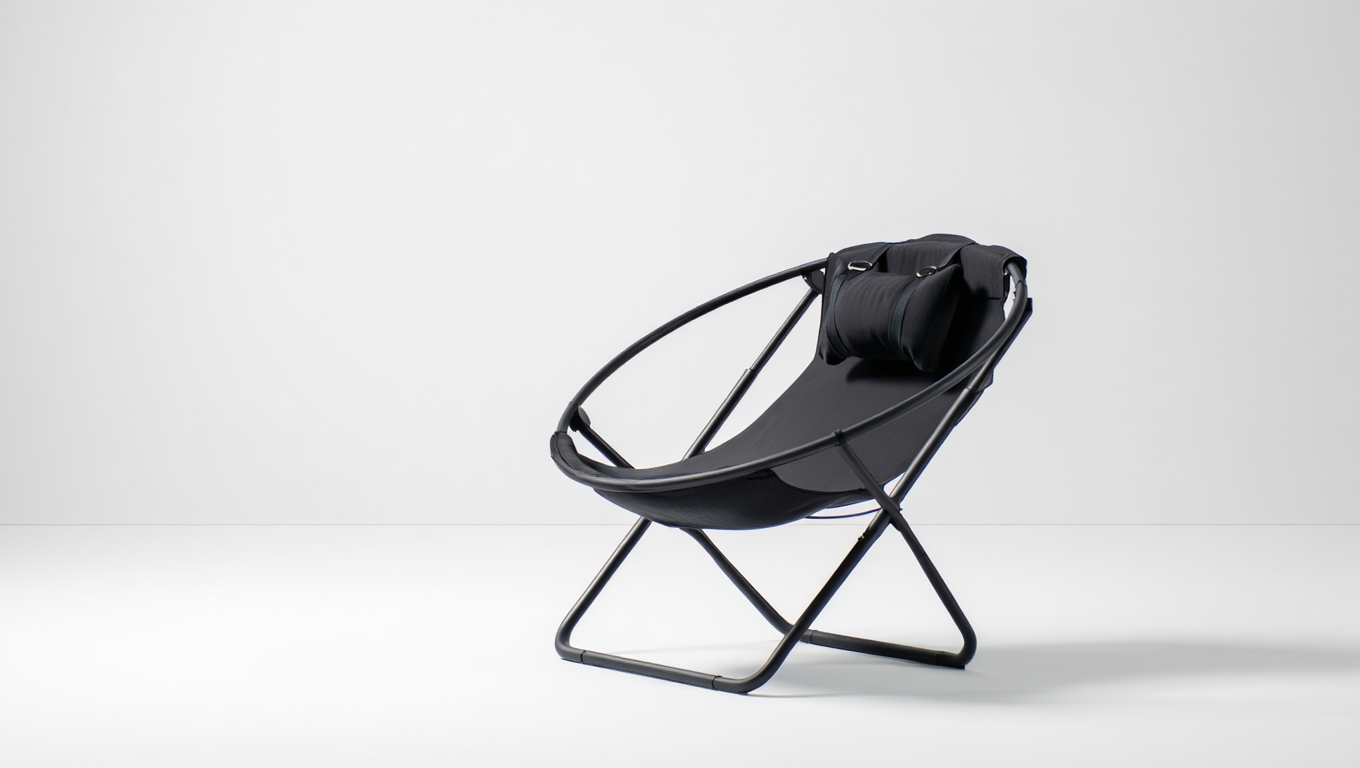 Katlanır Deri Sandalye - Siyah