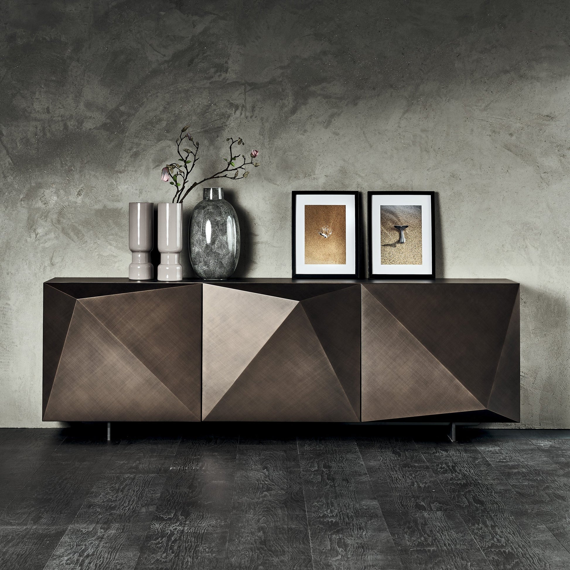 Kayak Fırça Darbeli Bronz Ahşap Büfe-Büfe-Cattelan Italia-NowShopFun