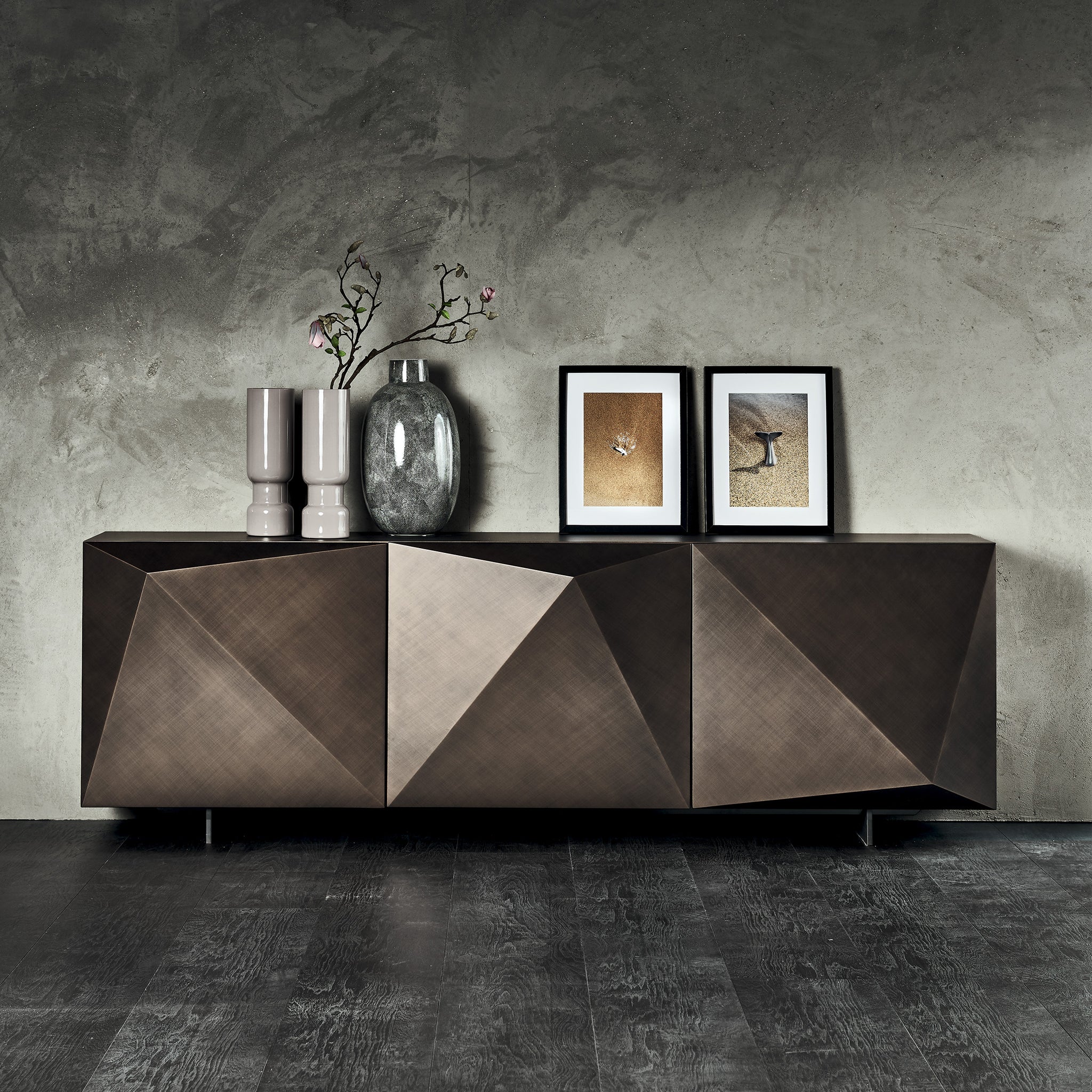 Kayak Fırça Darbeli Bronz Ahşap Büfe-Büfe-Cattelan Italia-NowShopFun