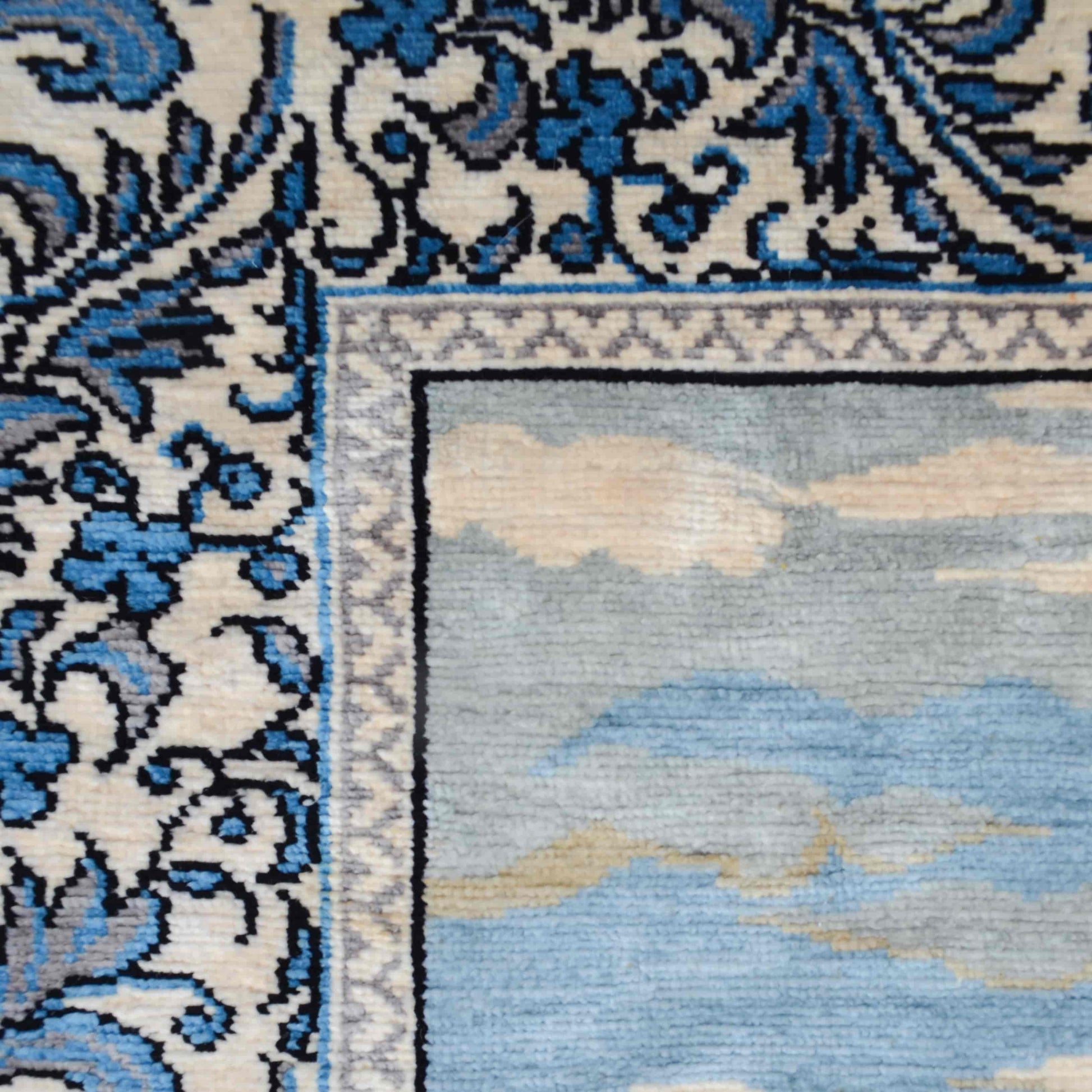 Kayıklı Cami Desenli Saf İpek El Dokuma Duvar Halısı (53x66 Cm)