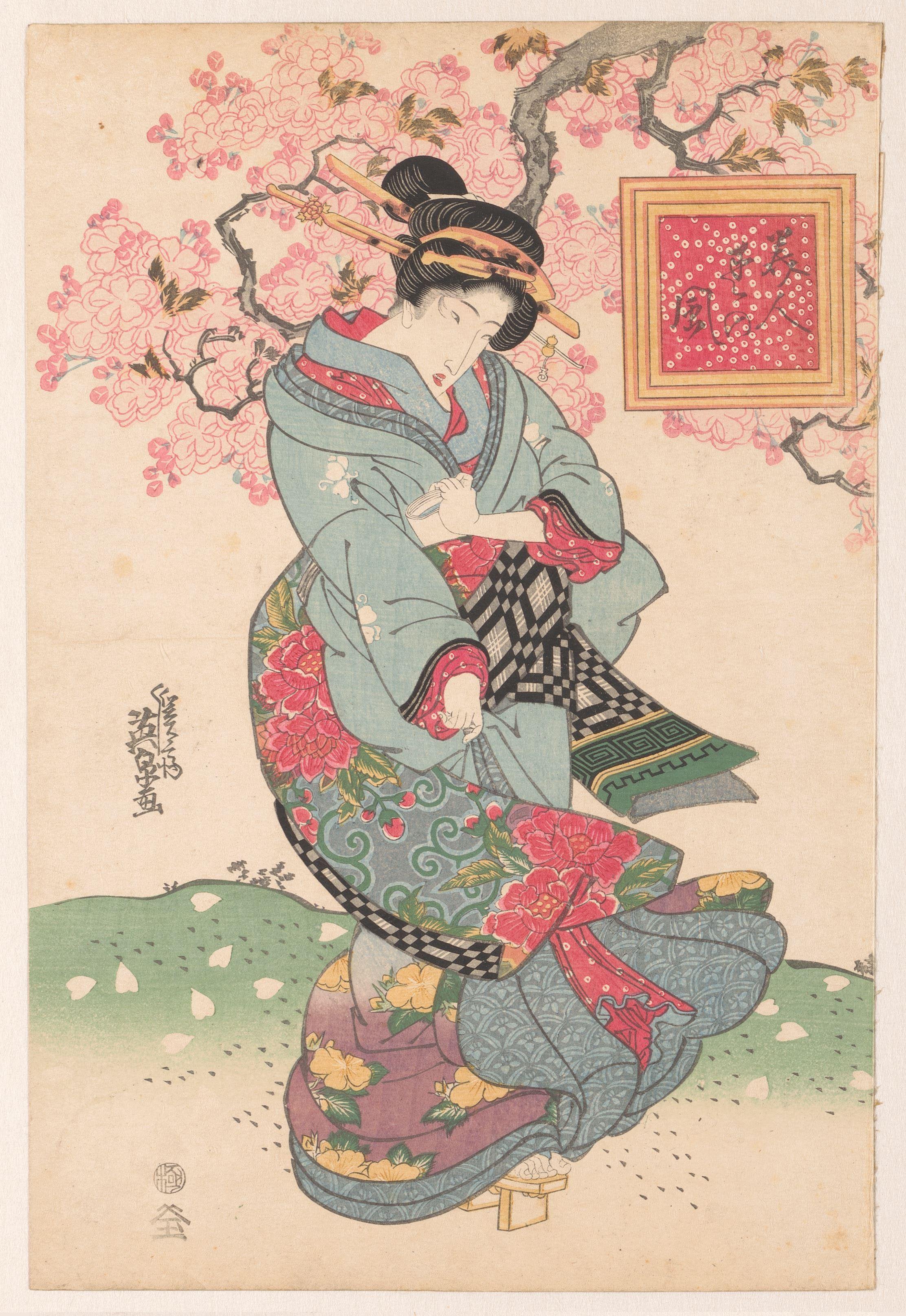 Keisai Eisen - Bahar Fırtınasında Güzeller Fine Art Baskı
