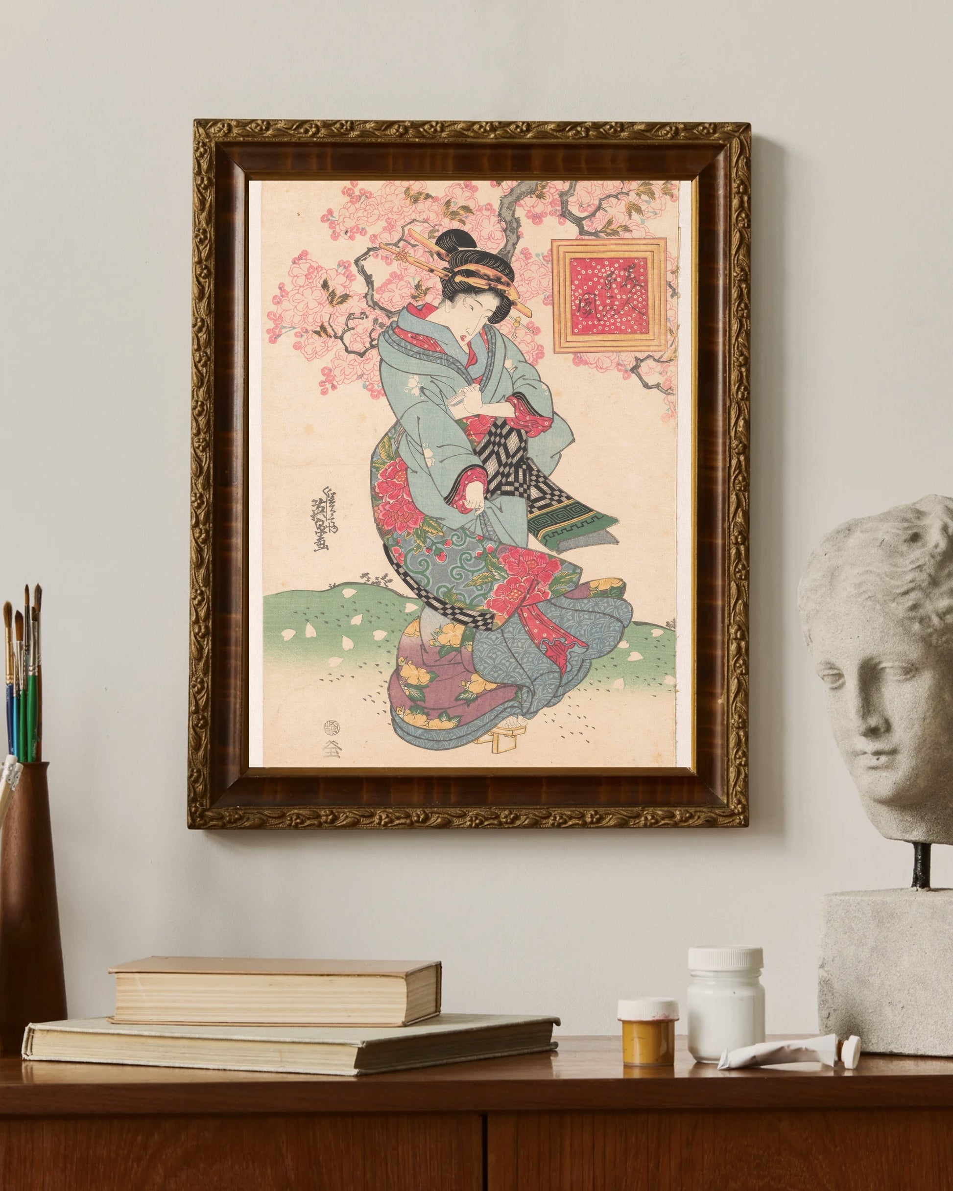 Keisai Eisen - Bahar Fırtınasında Güzeller Fine Art Baskı