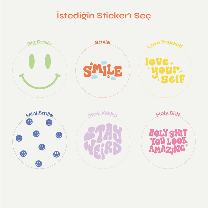 Kendi Aynanı Tasarla / Yuvarlak Ayna-Ayna-Color Reflect-Yuvarlak Ayna-Big Smile Sticker-Lila-NowShopFun