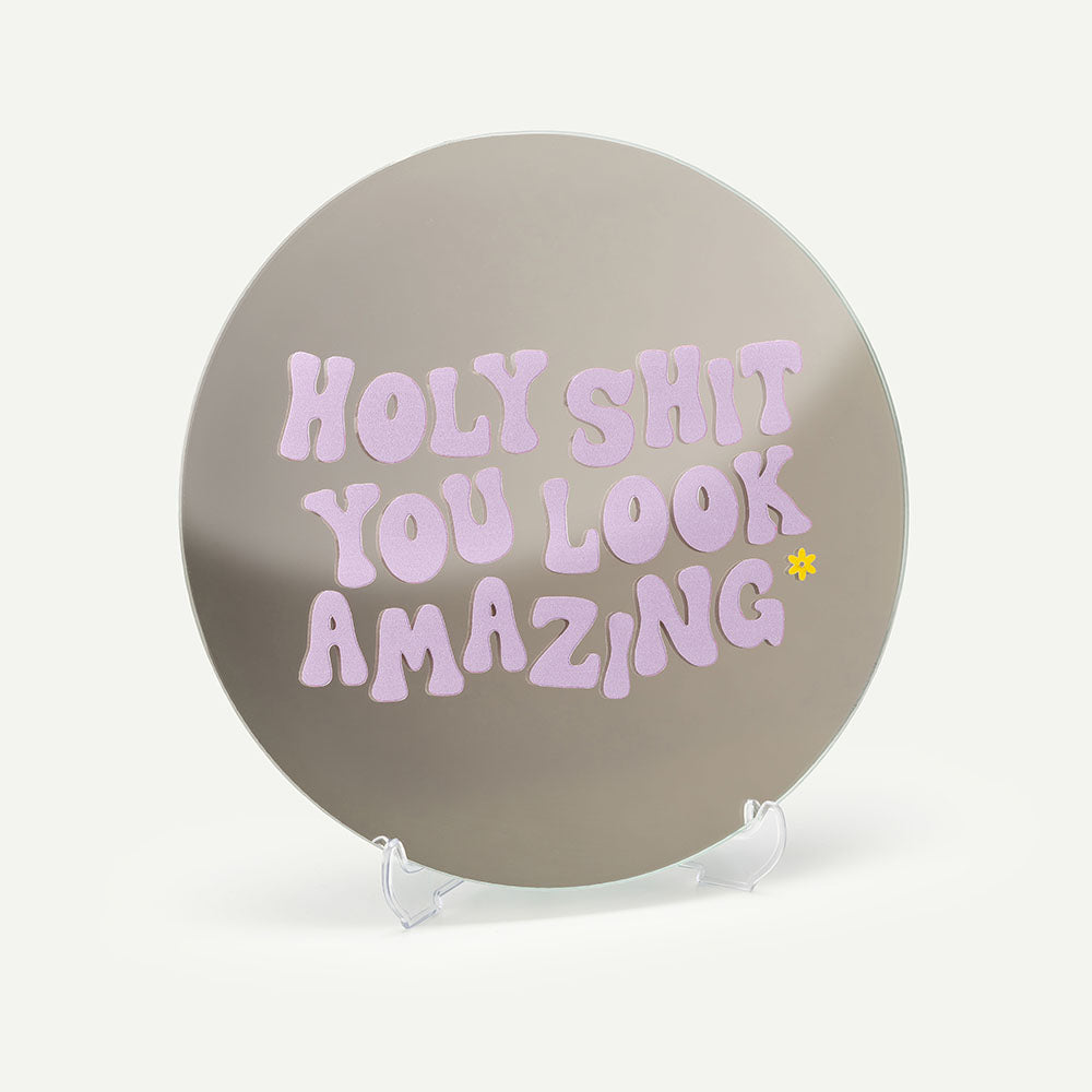 Kendi Aynanı Tasarla / Yuvarlak Ayna-Ayna-Color Reflect-Yuvarlak Ayna-Holy Shit Sticker-Lila-NowShopFun