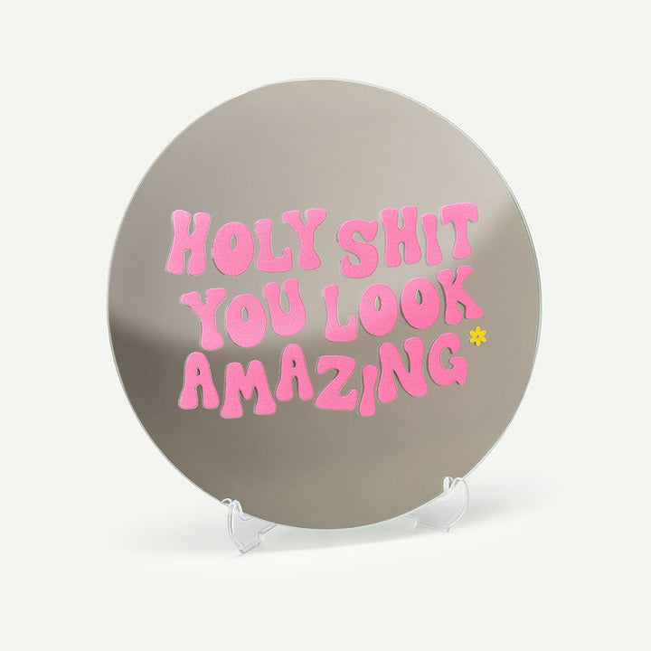 Kendi Aynanı Tasarla / Yuvarlak Ayna-Ayna-Color Reflect-Yuvarlak Ayna-Holy Shit Sticker-Pembe-NowShopFun