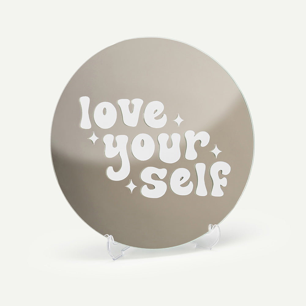 Kendi Aynanı Tasarla / Yuvarlak Ayna-Ayna-Color Reflect-Yuvarlak Ayna-Love Yourself Sticker-Beyaz-NowShopFun