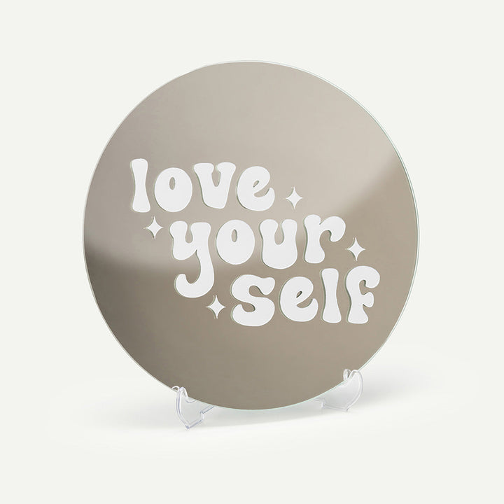 Kendi Aynanı Tasarla / Yuvarlak Ayna-Ayna-Color Reflect-Yuvarlak Ayna-Love Yourself Sticker-Beyaz-NowShopFun