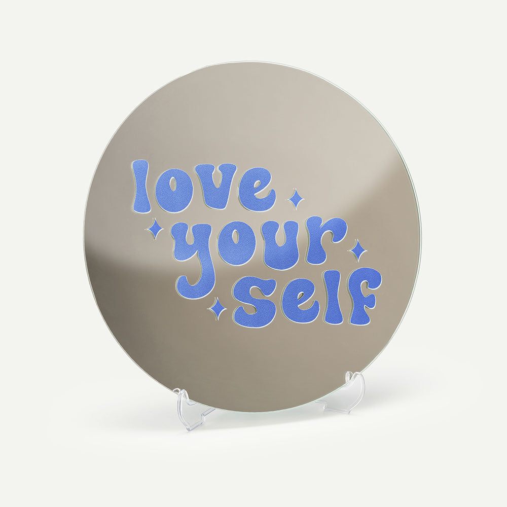 Kendi Aynanı Tasarla / Yuvarlak Ayna-Ayna-Color Reflect-Yuvarlak Ayna-Love Yourself Sticker-Lacivert-NowShopFun