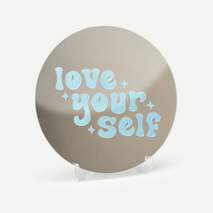 Kendi Aynanı Tasarla / Yuvarlak Ayna-Ayna-Color Reflect-Yuvarlak Ayna-Love Yourself Sticker-Pastel Mavi-NowShopFun