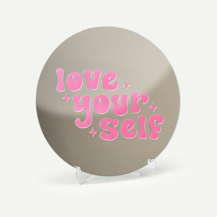 Kendi Aynanı Tasarla / Yuvarlak Ayna-Ayna-Color Reflect-Yuvarlak Ayna-Love Yourself Sticker-Pembe-NowShopFun
