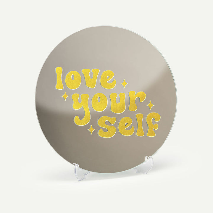 Kendi Aynanı Tasarla / Yuvarlak Ayna-Ayna-Color Reflect-Yuvarlak Ayna-Love Yourself Sticker-Sarı-NowShopFun