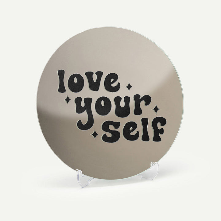 Kendi Aynanı Tasarla / Yuvarlak Ayna-Ayna-Color Reflect-Yuvarlak Ayna-Love Yourself Sticker-Siyah-NowShopFun