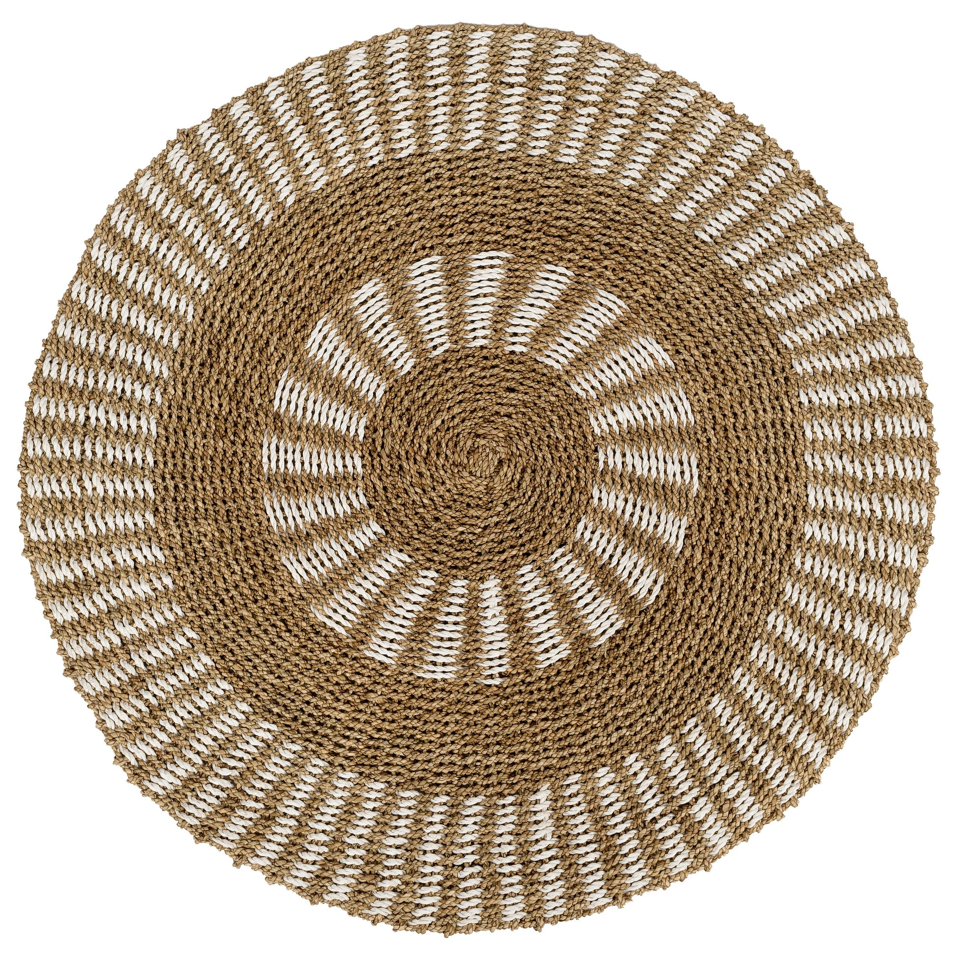 Kilim Jüt Naturel Beyaz Desenli D.100 cm