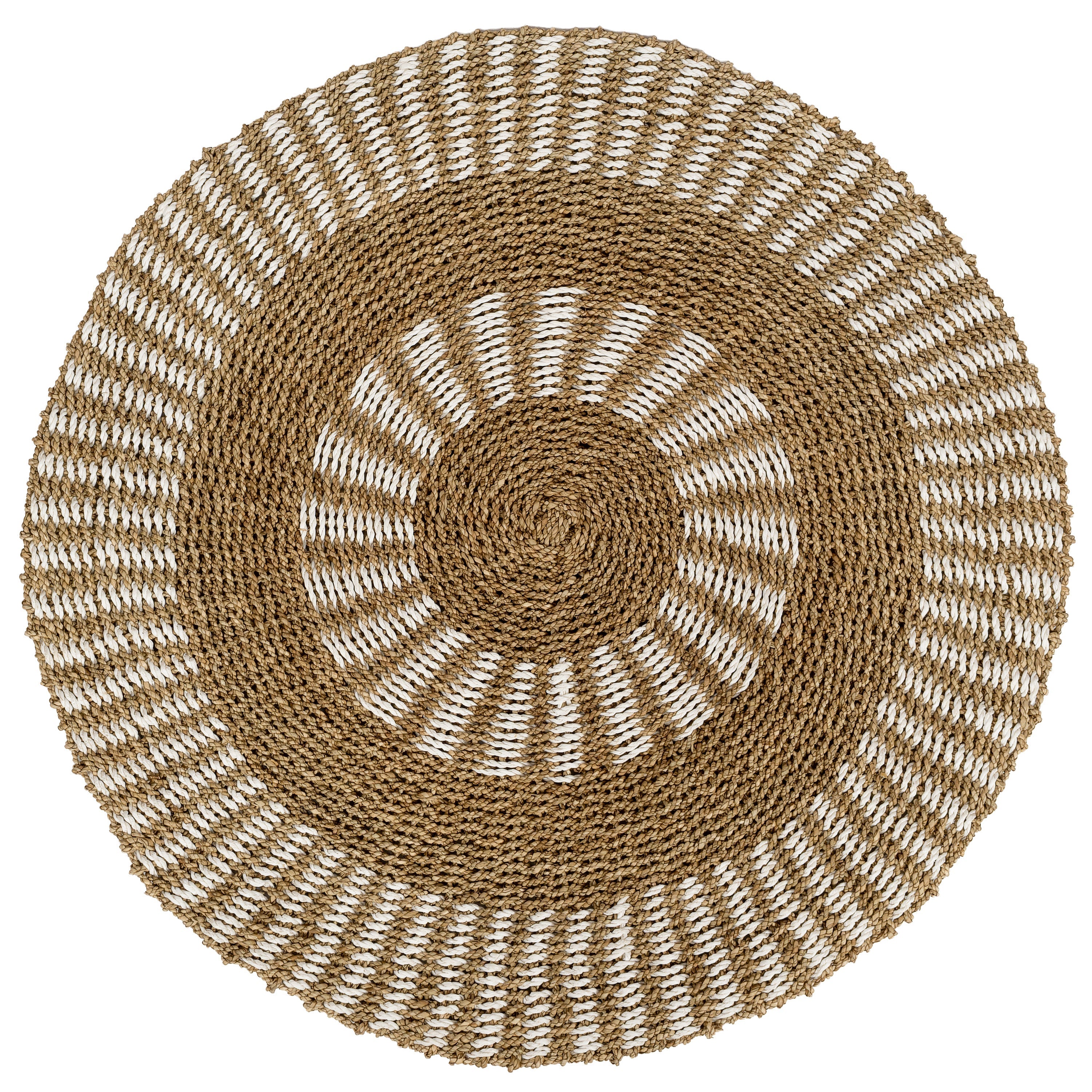 Kilim Jüt Naturel Beyaz Desenli D.100 cm