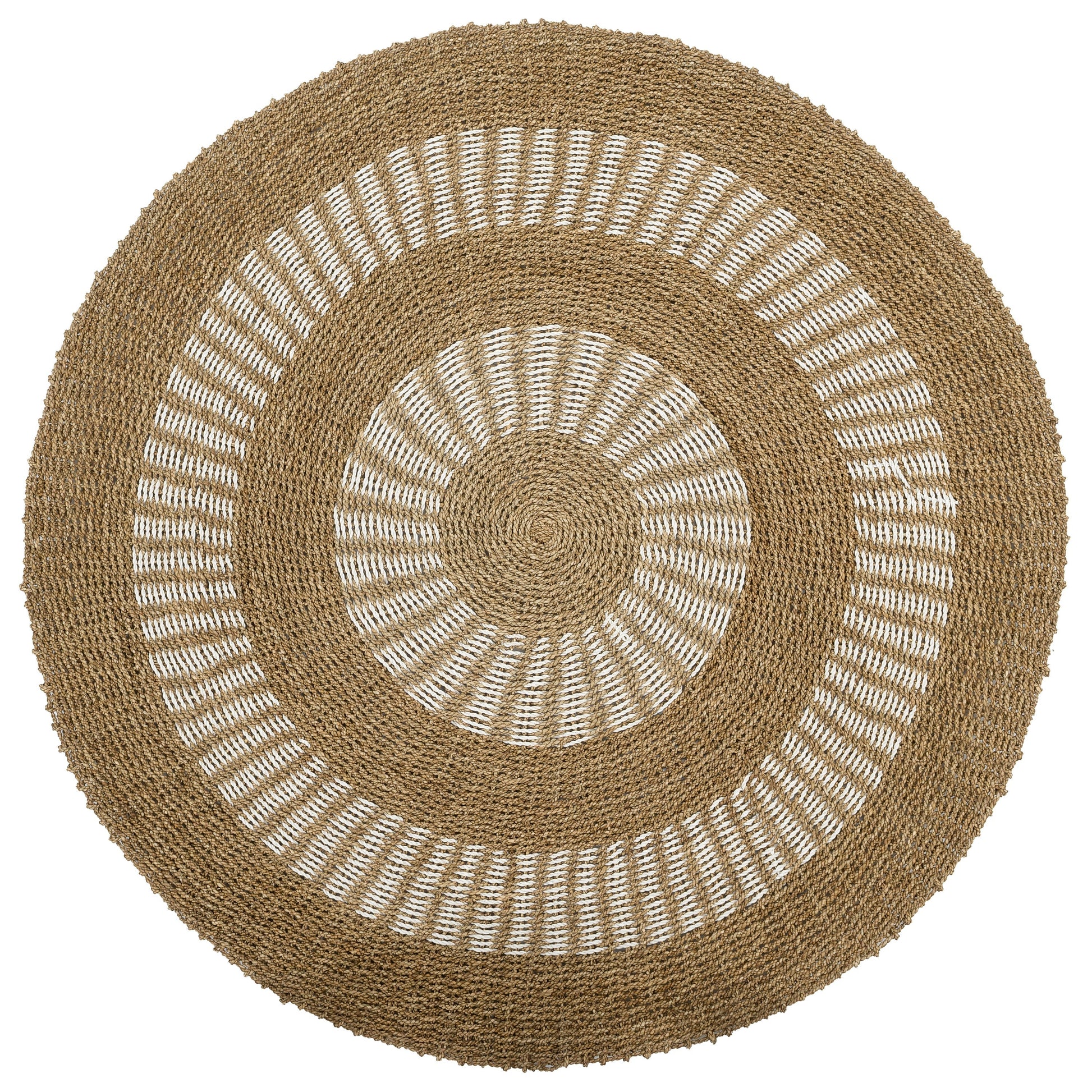 Kilim Jüt Naturel Beyaz Desenli D.150 cm