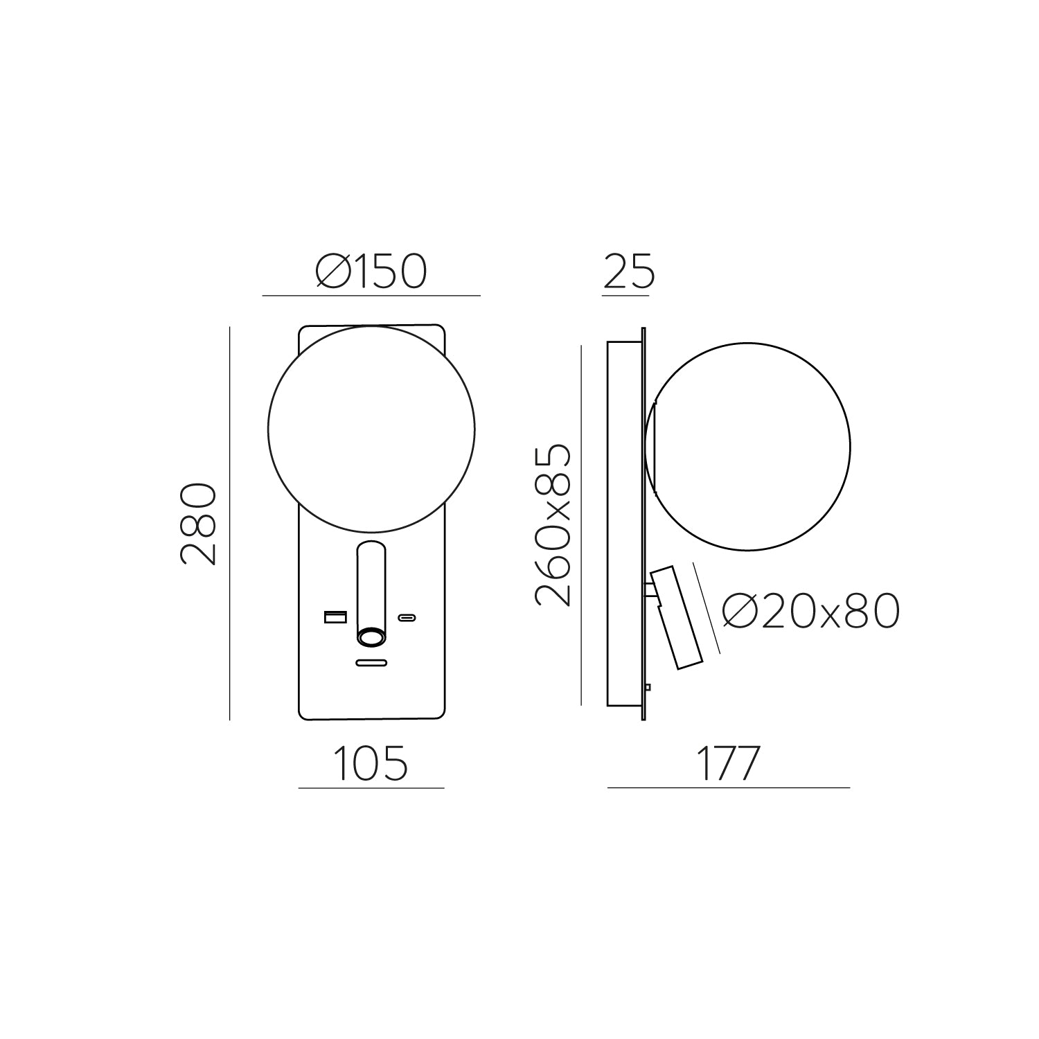 Kin Apli̇k Si̇yah Ø15x17,7x28 Cm Led 8w+3w 2700k