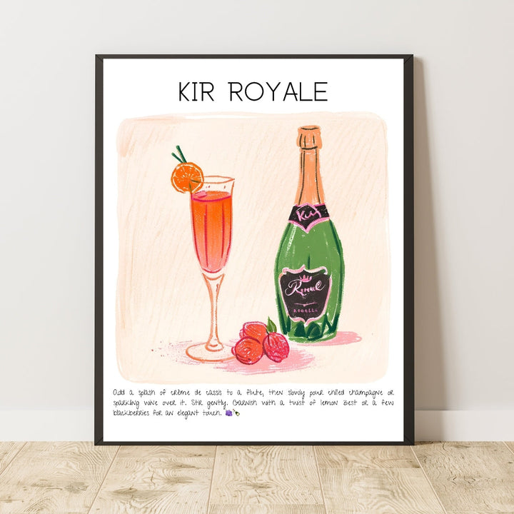 Kir Royale Cocktail Art Print Tasarım Poster-Tablo-Muff Atelier-21x30cm-NowShopFun