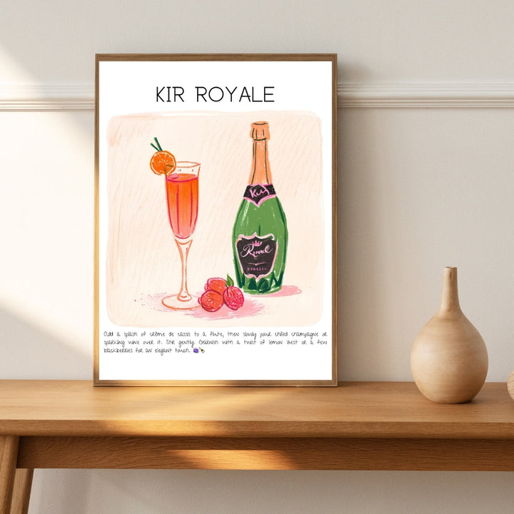 Kir Royale Cocktail Art Print Tasarım Poster-Tablo-Muff Atelier-21x30cm-NowShopFun