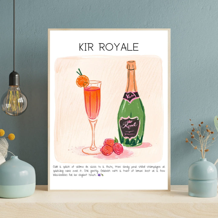 Kir Royale Cocktail Art Print Tasarım Poster-Tablo-Muff Atelier-21x30cm-NowShopFun