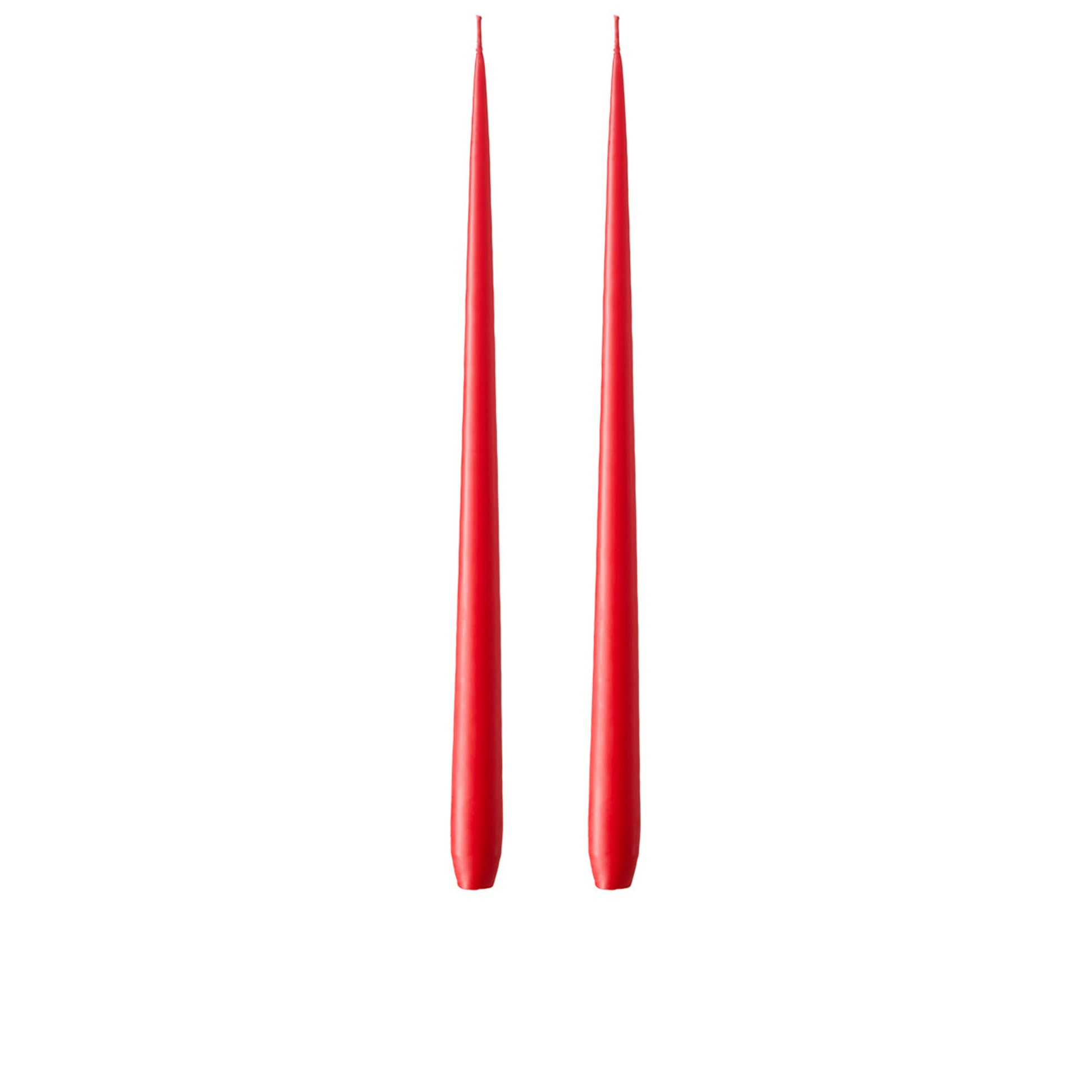 Kırmızı Kokusuz 2'Li Uzun Konik Mum 42 Cm