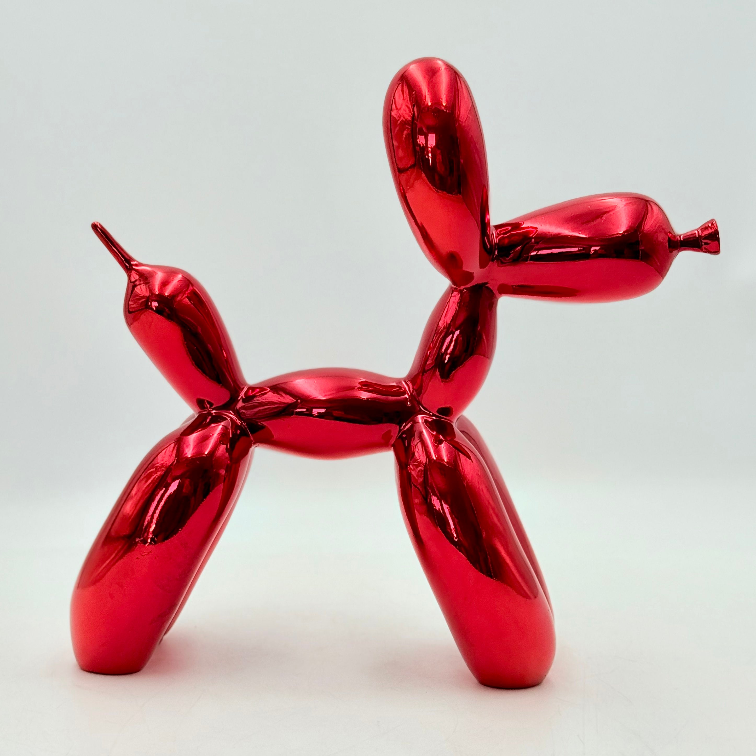 Kırmızı Krom Balon Köpek Heykeli – İkili Set
