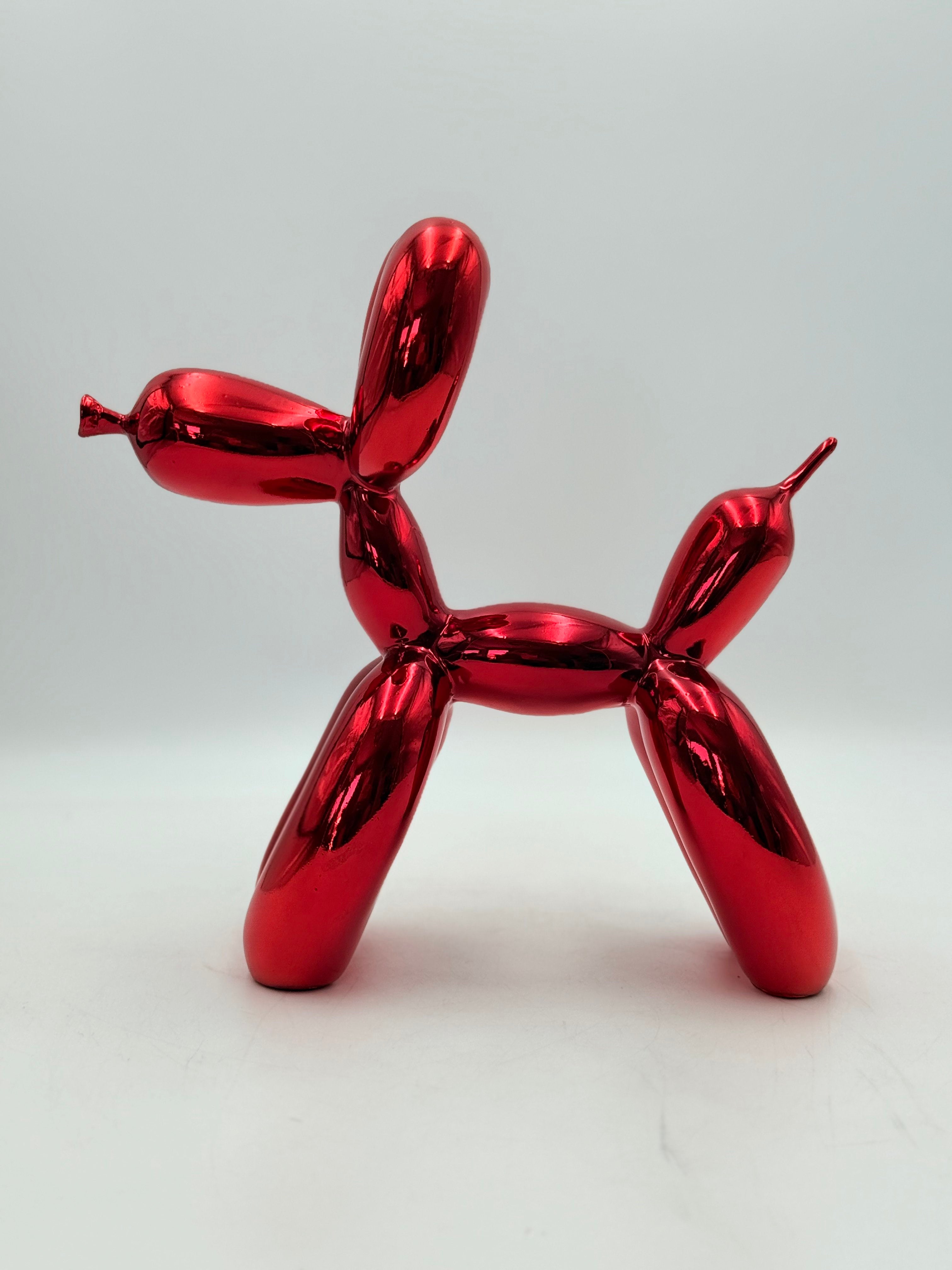 Kırmızı Krom Balon Köpek Heykeli – İkili Set