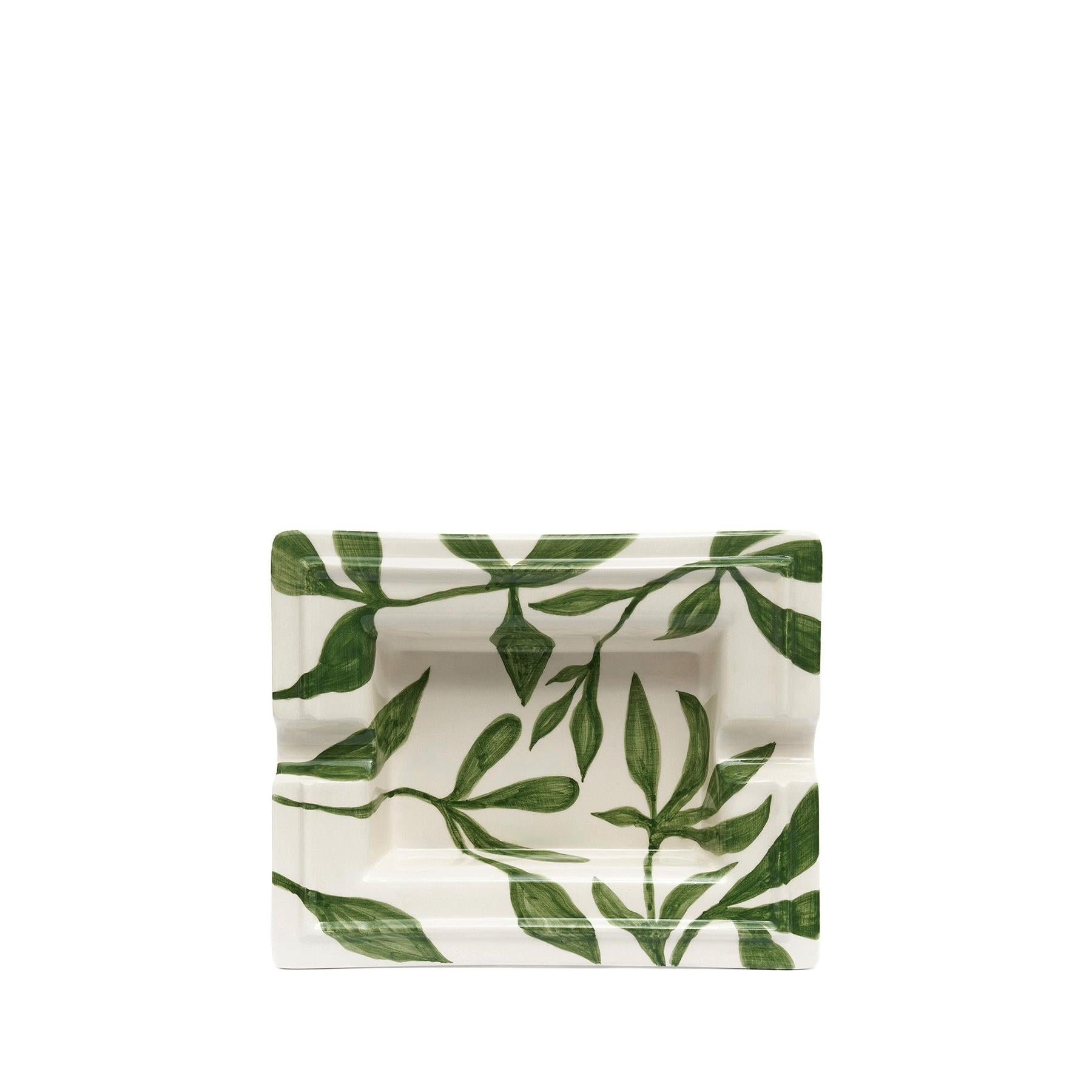 Kırmızı Yaprak Desenli Seramik Puro Küllüğü