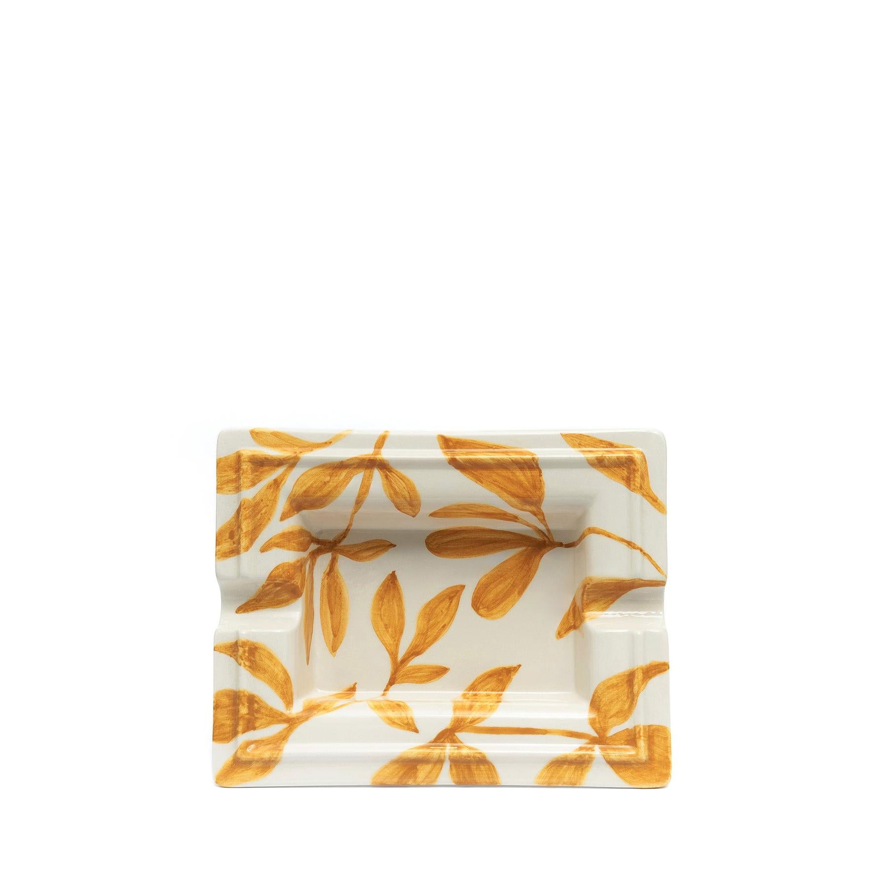 Kırmızı Yaprak Desenli Seramik Puro Küllüğü