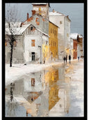 Kış Şehir Manzarası Tablo UV Cam Baskı 75x105 cm