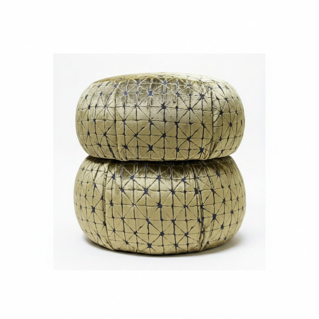 Kitu, Gold Desenli Kadife Puf / Yan Sehpa