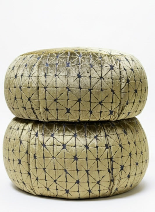 Kitu, Gold Desenli Kadife Puf / Yan Sehpa