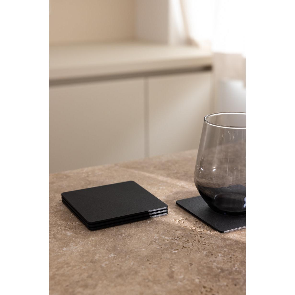 Kiva Metal Kare Bardak Altlığı (4'Lü Set)