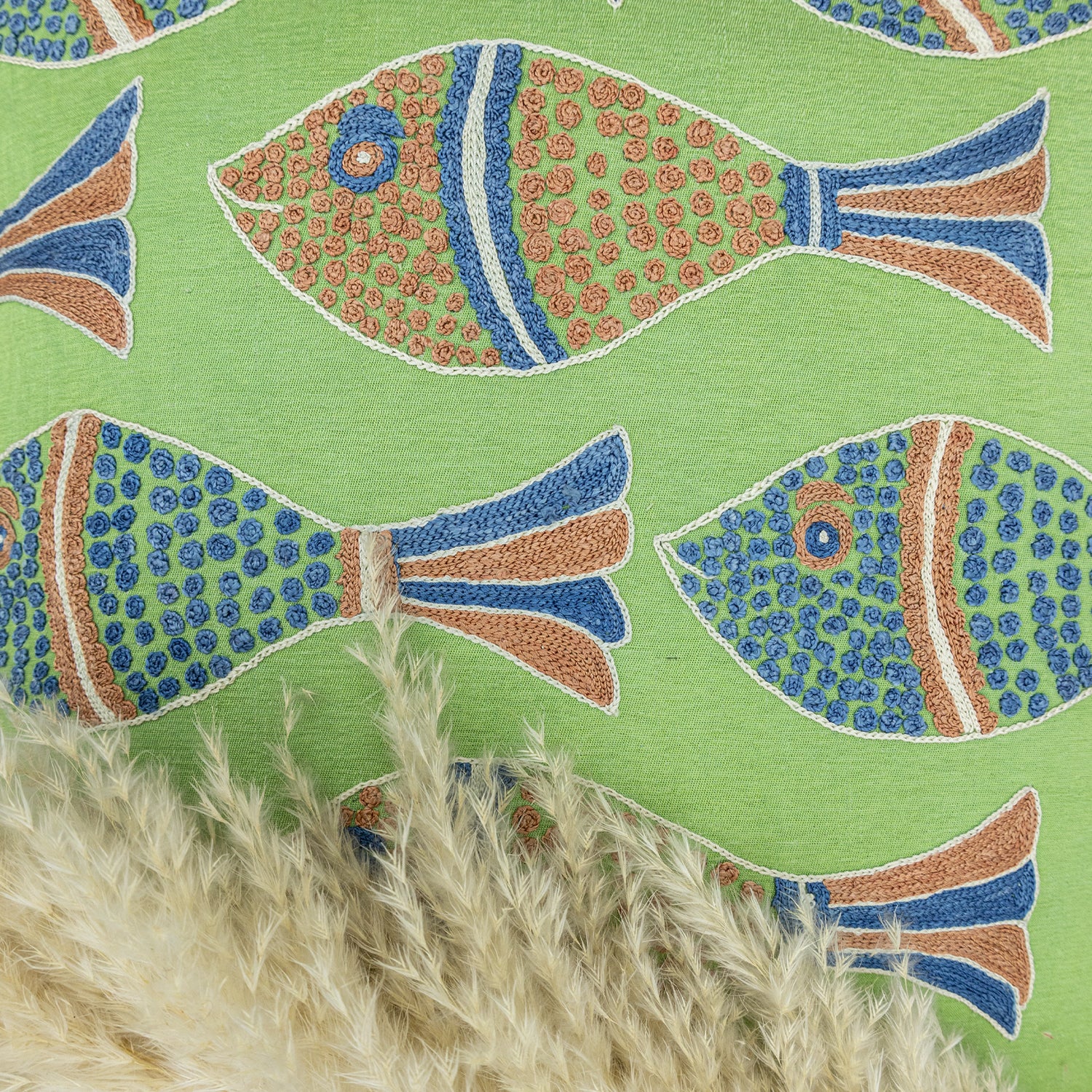 Kiyra Balık Desenli Modern Kırlent 50x50 cm-Yastık & Kırlent-Soho Antiq-NowShopFun