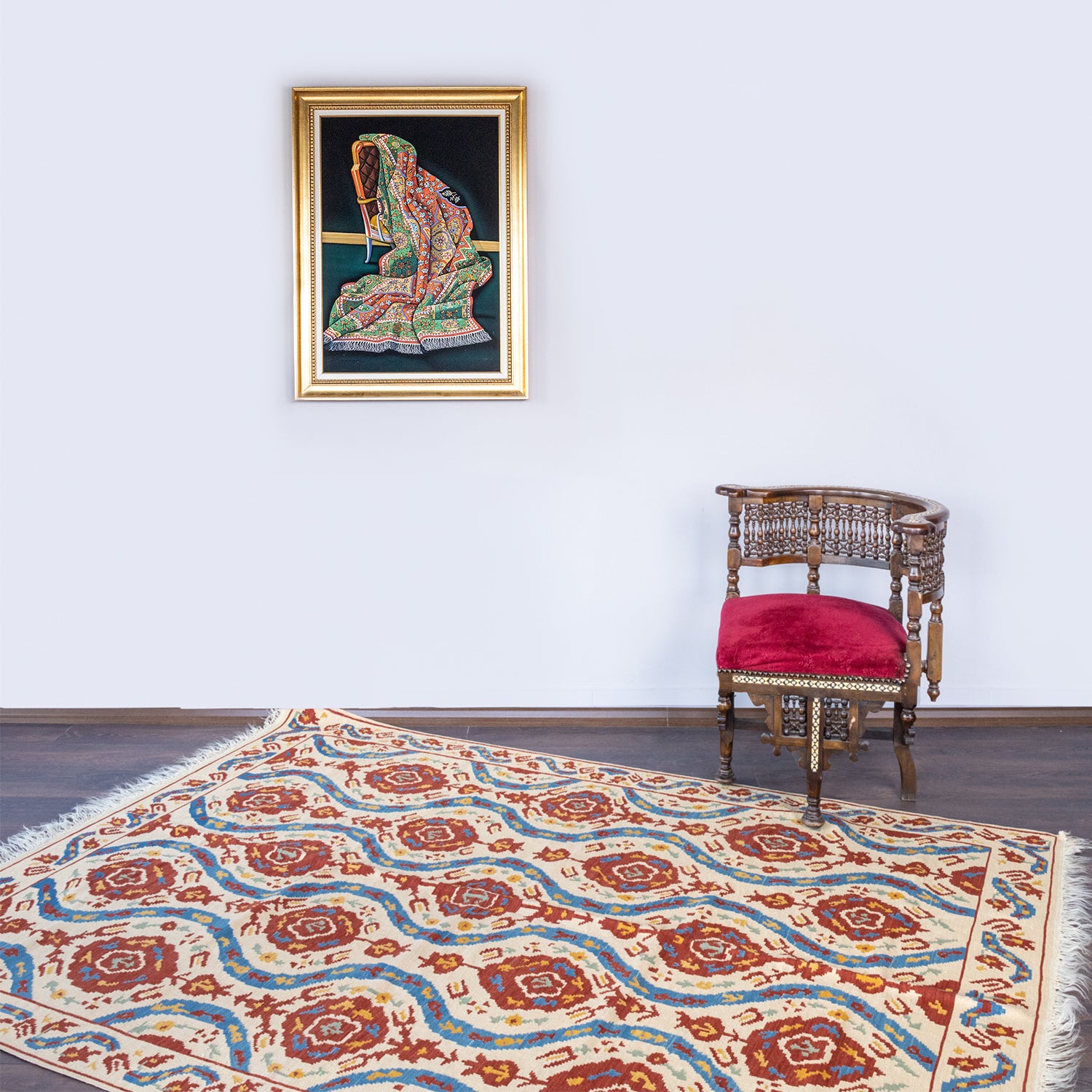 Klair Özbek Desenli El Dokuma Yün Kilim 170X224 Cm