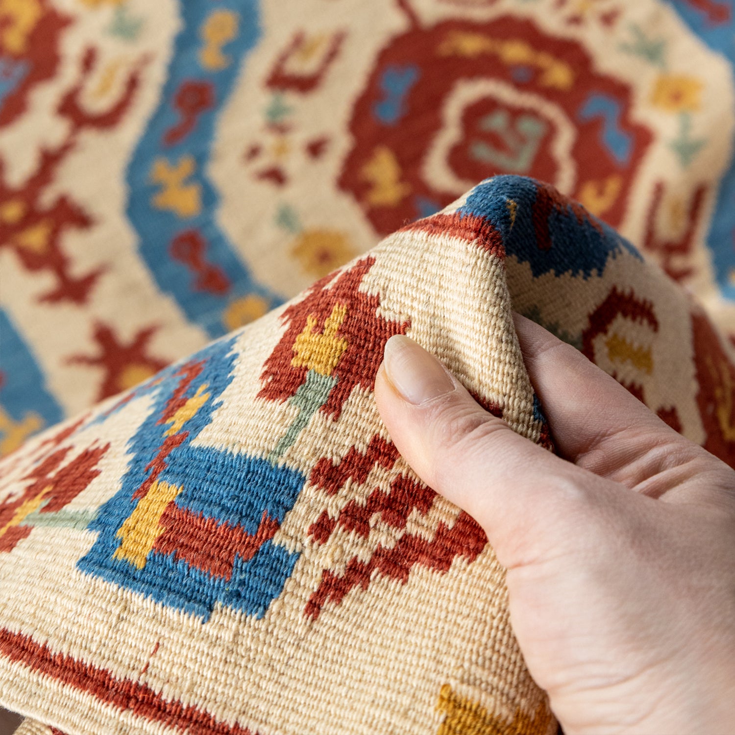 Klair Özbek Desenli El Dokuma Yün Kilim 170X224 Cm