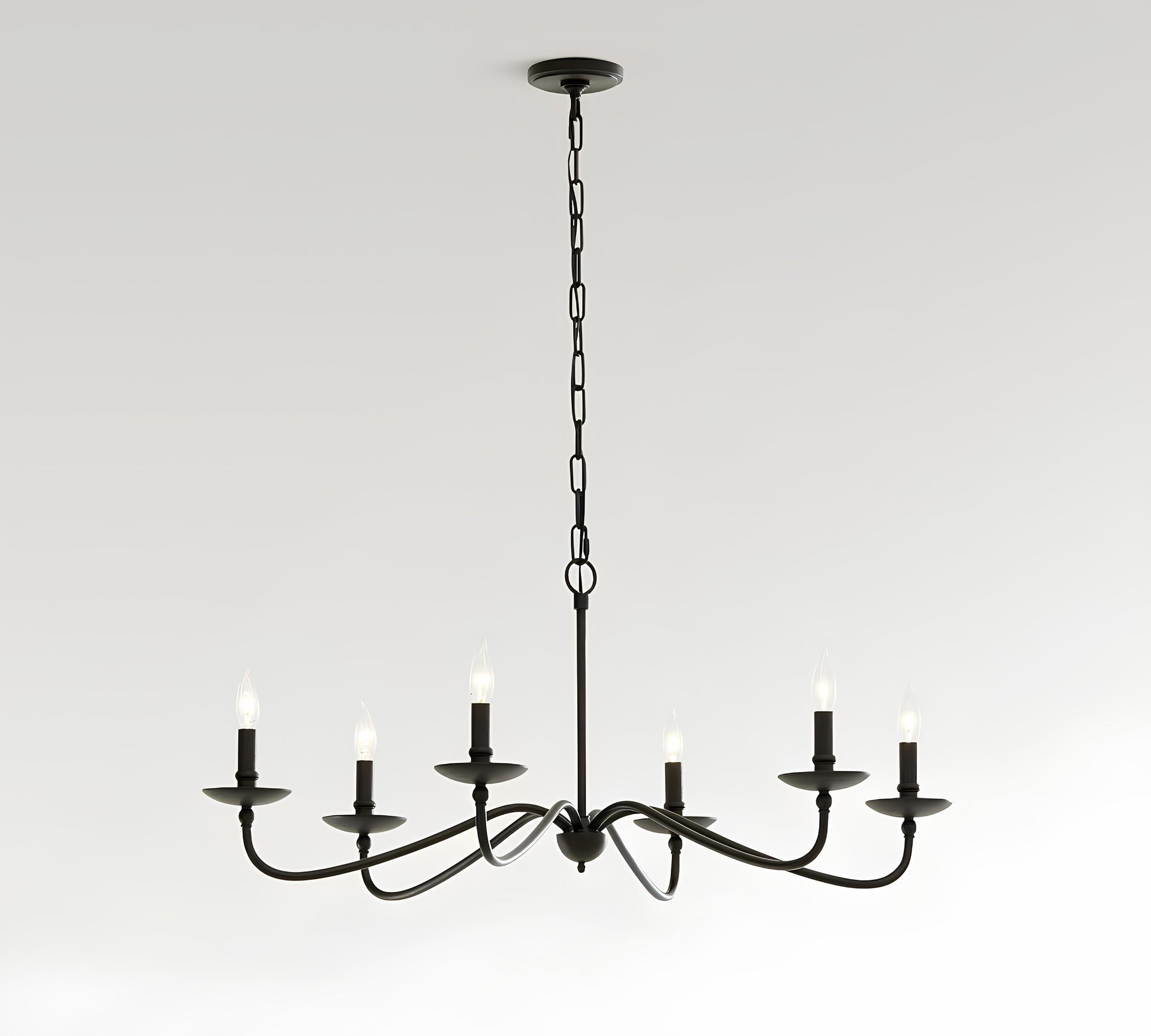 Klasik Siyah 6 Kollu Şamdan Avize-Avize-Visente Home-NowShopFun