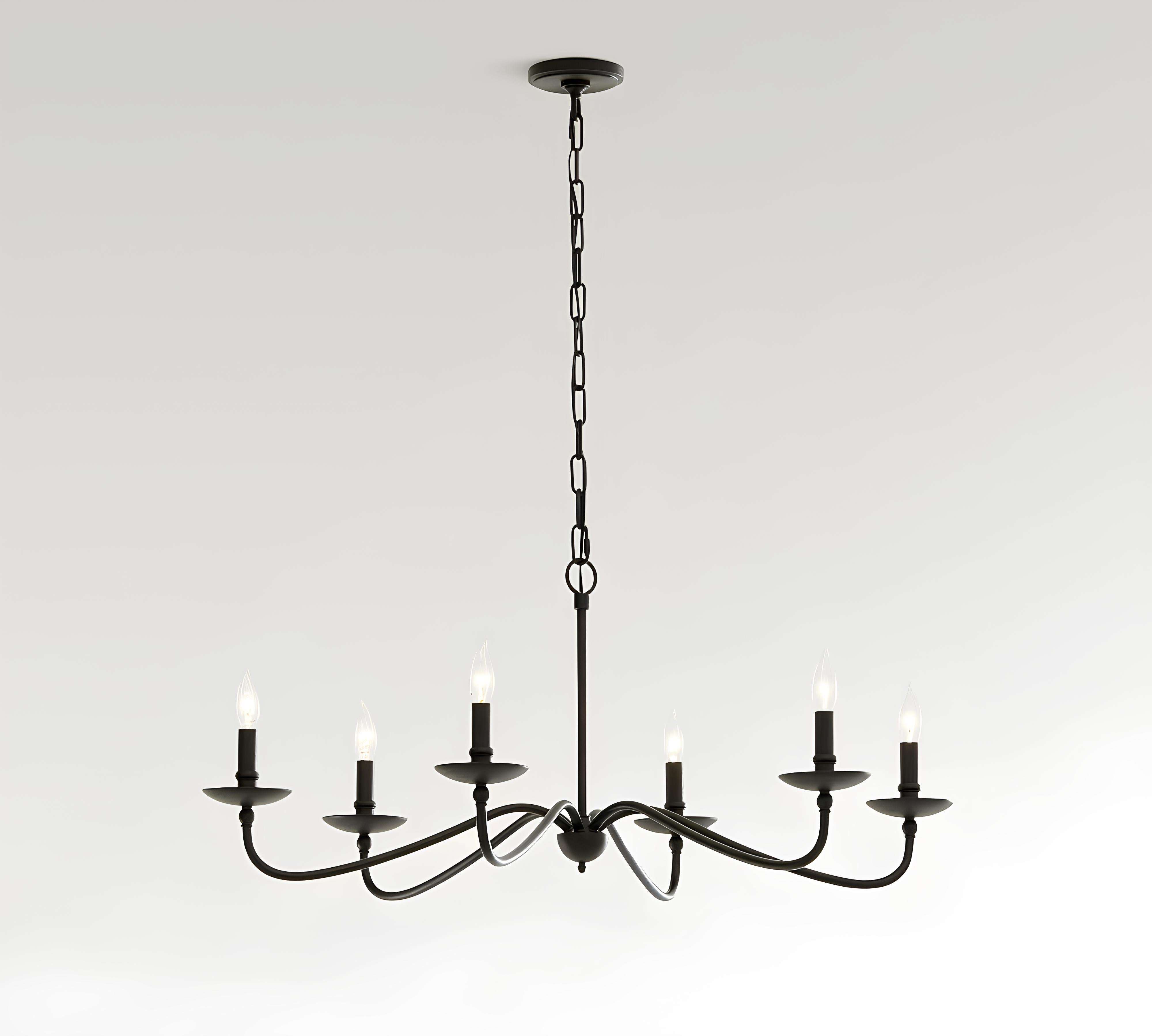 Klasik Siyah 6 Kollu Şamdan Avize-Avize-Visente Home-NowShopFun