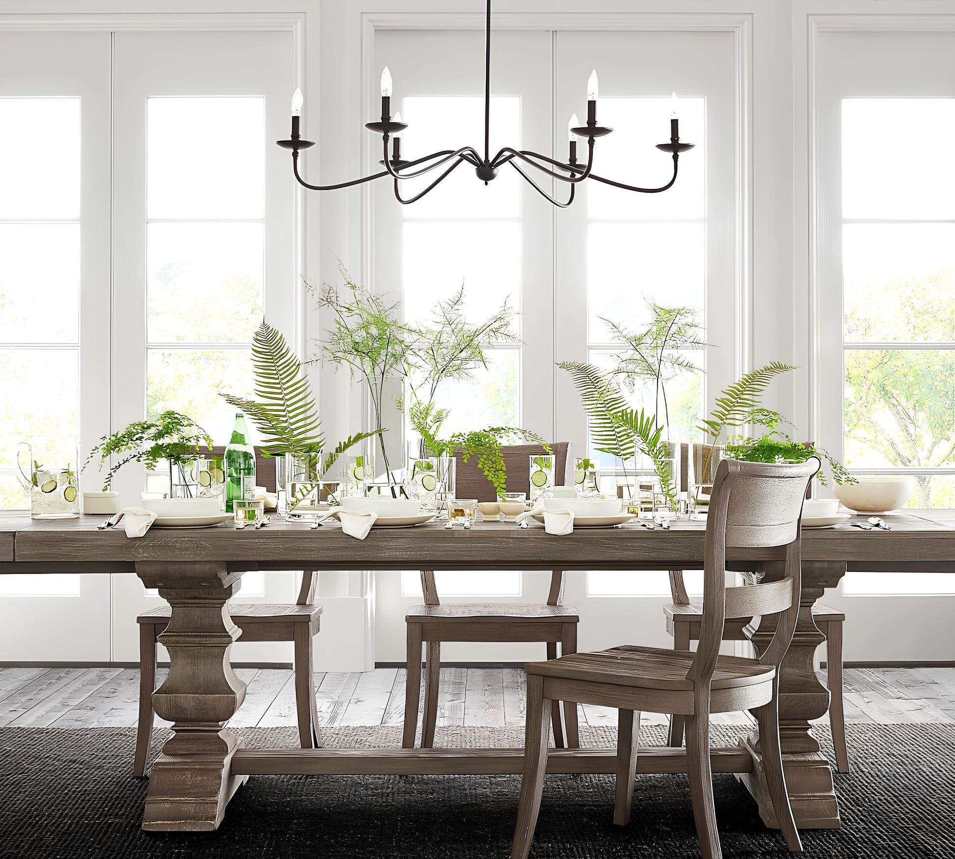 Klasik Siyah 6 Kollu Şamdan Avize-Avize-Visente Home-NowShopFun