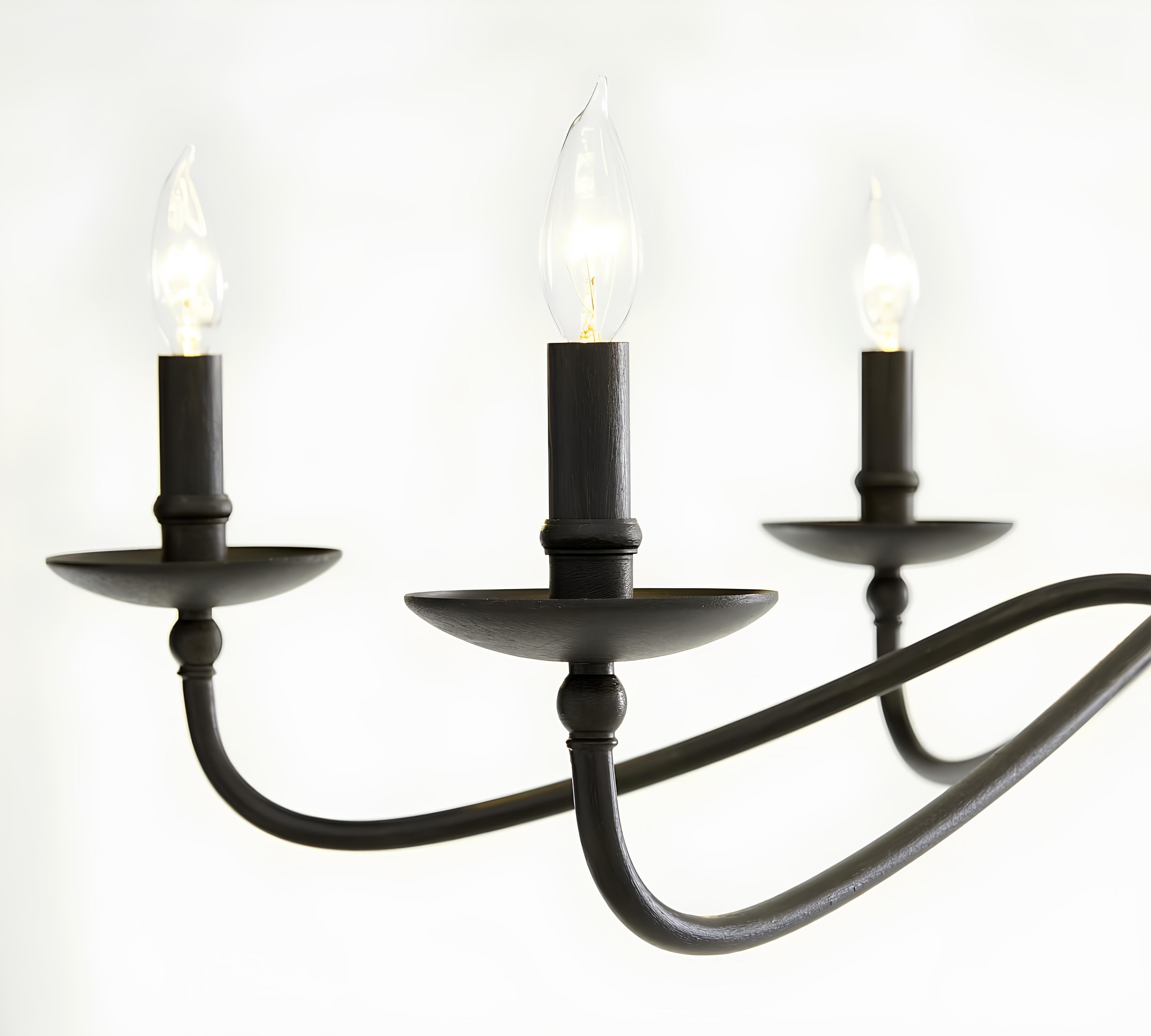 Klasik Siyah 6 Kollu Şamdan Avize-Avize-Visente Home-NowShopFun