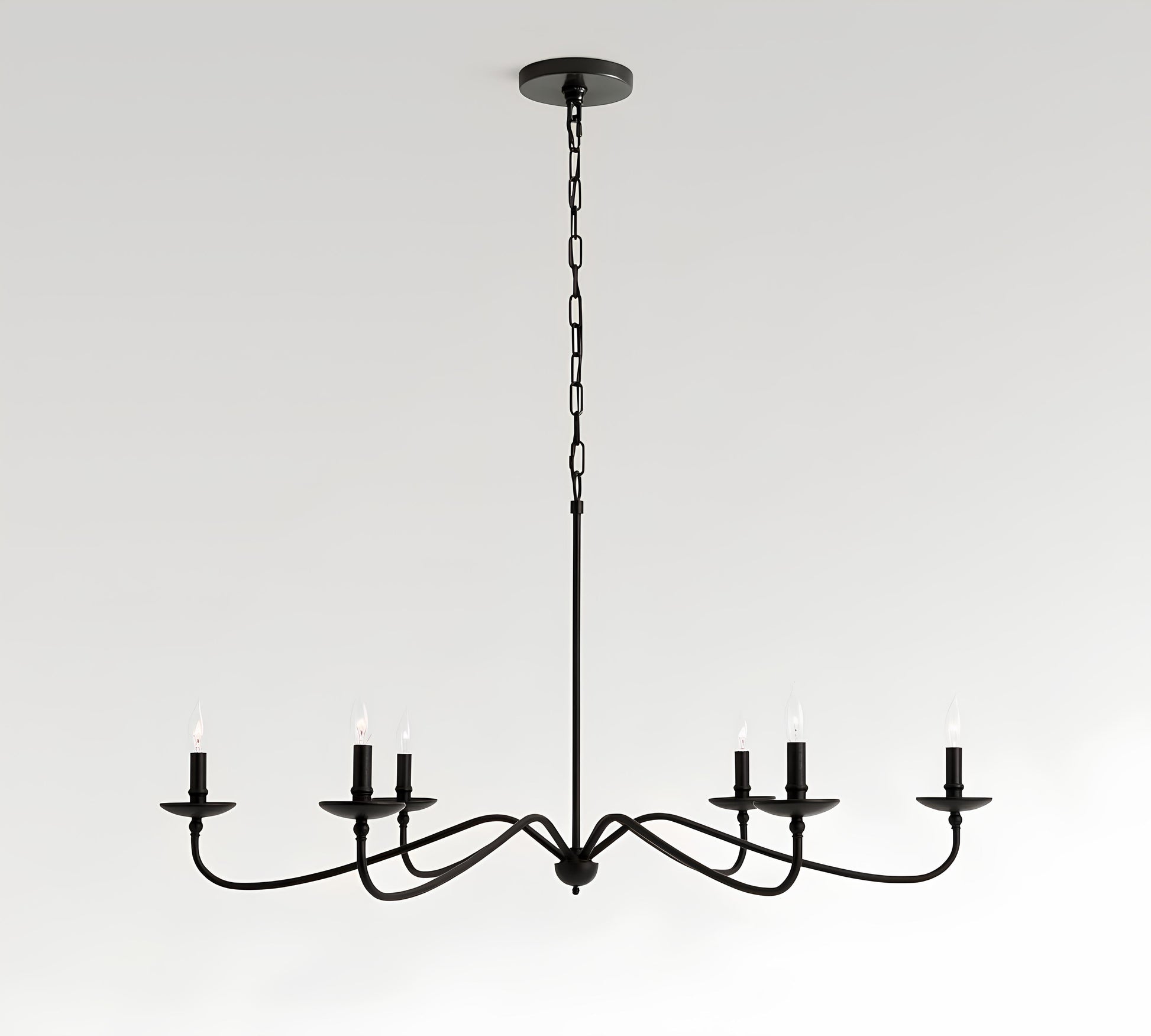 Klasik Siyah 6 Kollu Şamdan Avize-Avize-Visente Home-NowShopFun