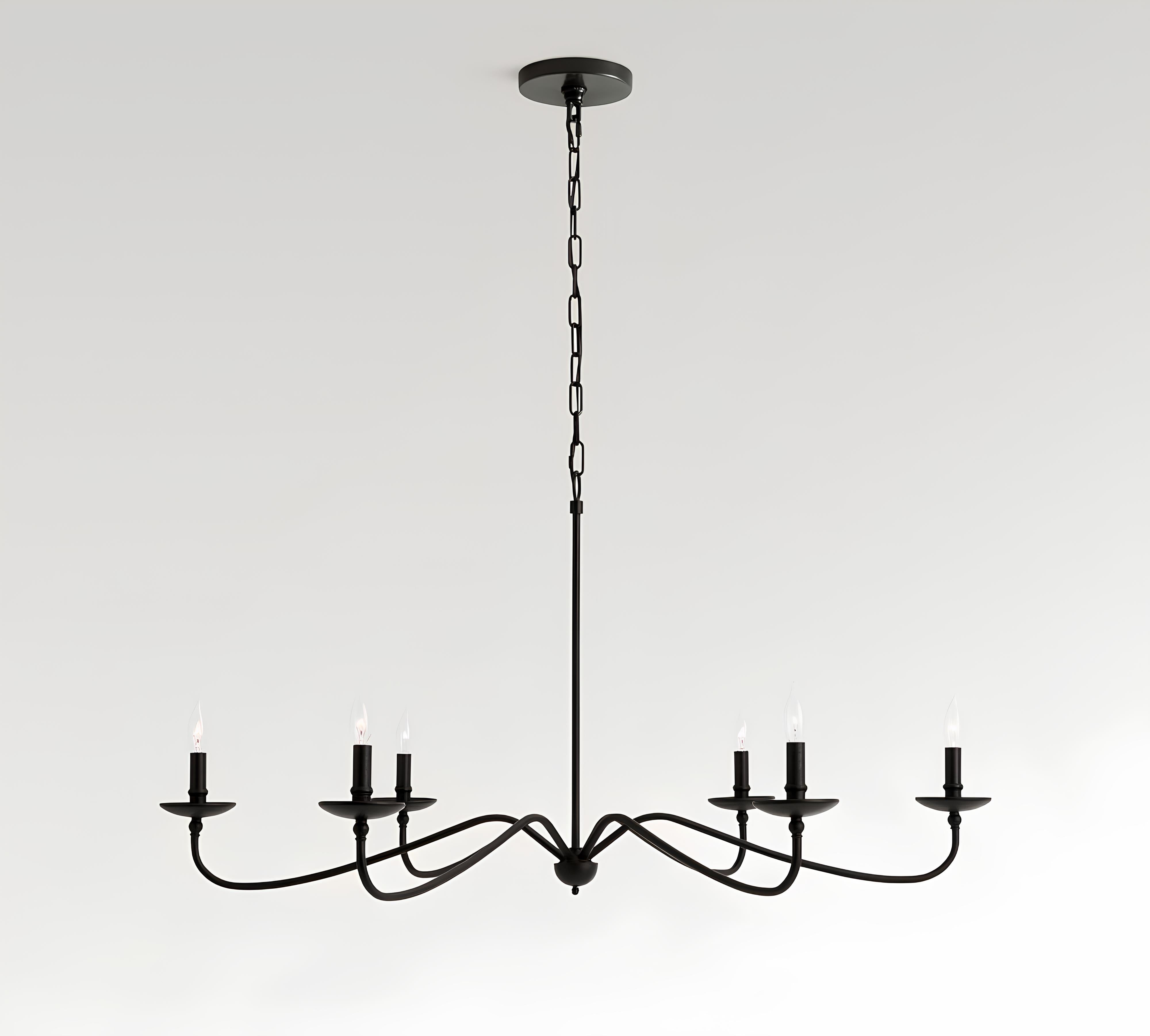 Klasik Siyah 6 Kollu Şamdan Avize-Avize-Visente Home-NowShopFun
