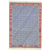 Koltan Geometrik Desenli Mavi Yün Kilim 202 x 293 cm