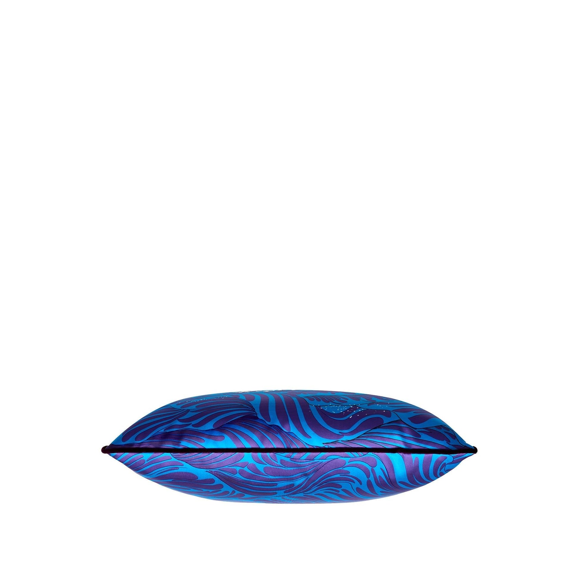 Koyu Mavi Saten Dalga Desenli Kırlent